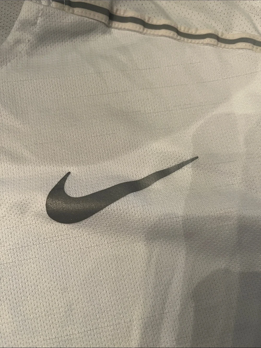 Nike White Long-Sleeve Performance Tee with Gray Swoosh